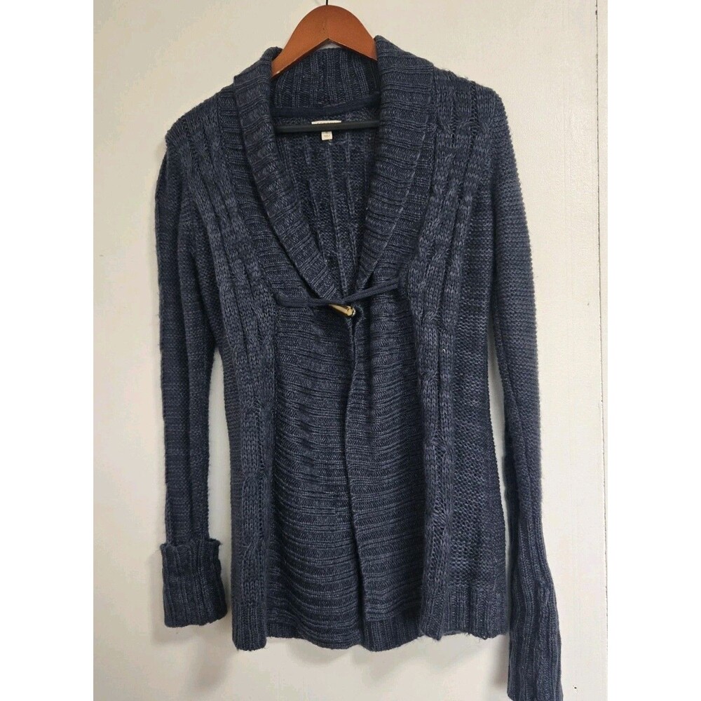Sonoma‎ Sweater Womens S Navy Blue Cotton Cardigan Open Shawl Oversized Toggle